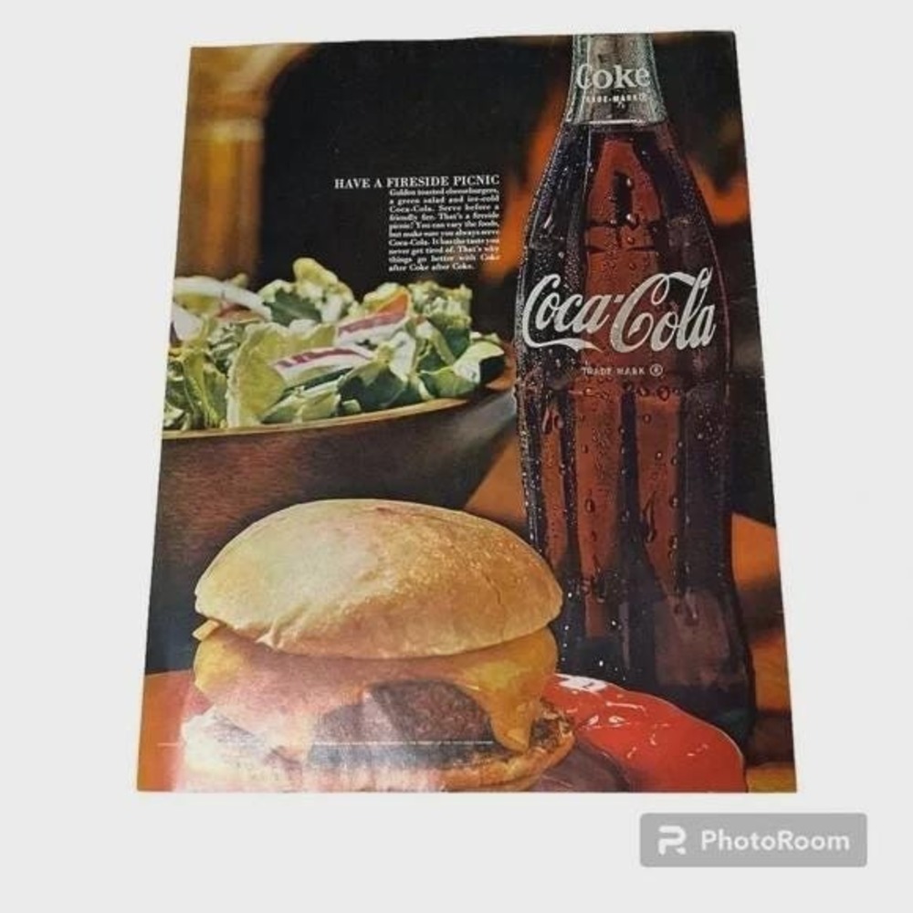 1967‎ Coca Cola Hamburger Original Vintage Print Ad